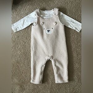 Carter's Bear Long-Sleeve T-Shirt and Overalls, 2-Piece Set